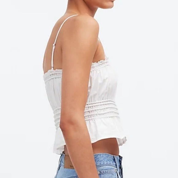 Madewell Smocked Button-Front Top in Poplin - Picture 4 of 5